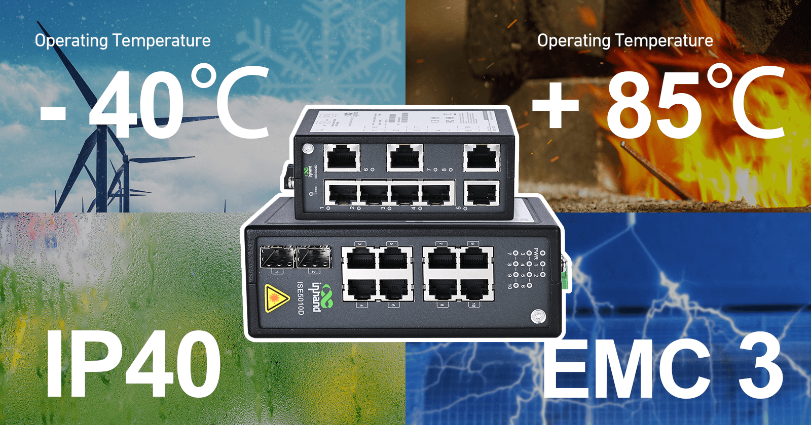 High Protection Rating of ISE Unmanaged Industrial Ethernet Switch