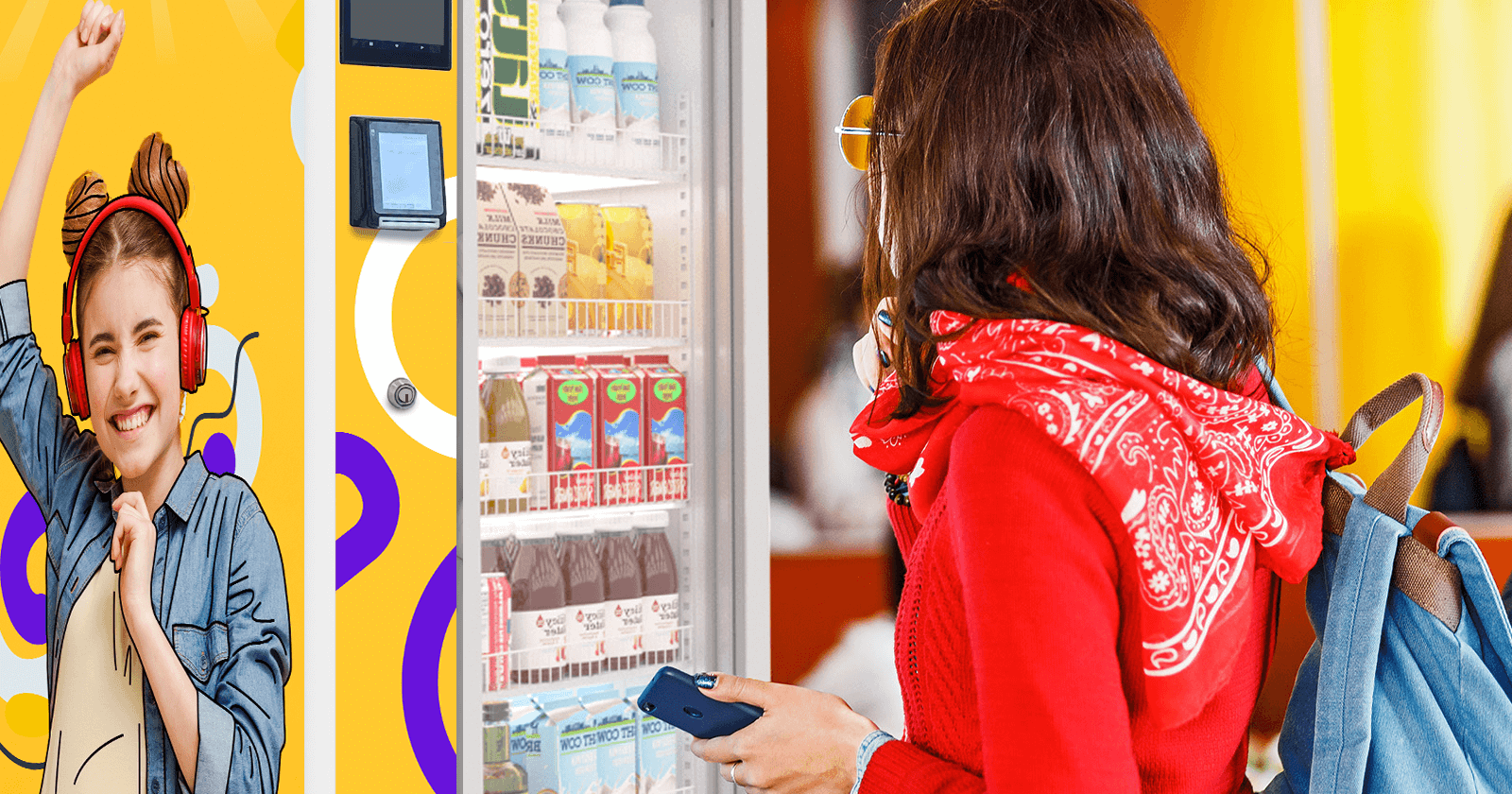 خيارات دفع متعددة لآلة InHandGo Grab & Go AI Vending Cooler